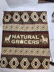 Natural Grocers Lama Lana Black/Tan Backpack Bag Reusable Groceries Eco Friendly