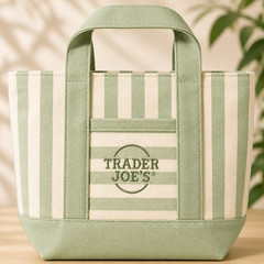 💚 2 BAGS! Green Stripe + Solid Mint Green Trader Joe’s Mini Totes – West Coast