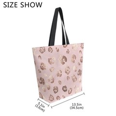 Leopard Canvas Tote Bag Large Grocery Bag Reusable Beach Shopping Bag Heavy D…