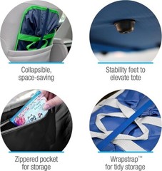[2 Pack] CleverMade SnapBasket X-Large 40L 10.5Gal Collapsible Shopping Tote XL