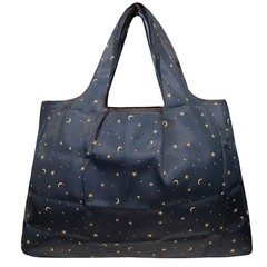 allydrew Large Foldable Tote Nylon Reusable (Single), Moon & Stars