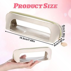 Clear Makeup Bag PU Leather Mini Pouch Transparent Portable White