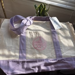 Large Trader Joe’s Tote Bag Lavender/purple With Pink Logo NWT US Seller 2026