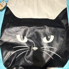 BIG LOTS Foldable Reusable Polyester Black White Cat Face Animal Print Tote Bag