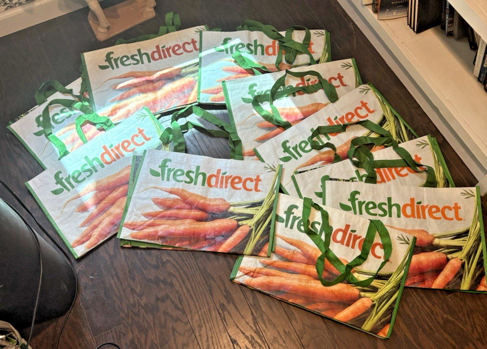 FreshDirect Reusable Shopping Bag 18″x12″x12″ Lot of 10 Clean