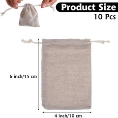 10pcs Eco-Friendly Cotton Drawstring Bags – Versatile Gift Pouches in Apricot