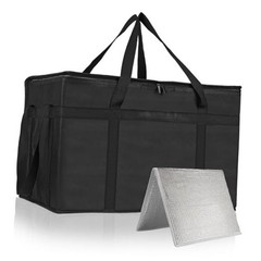 XXXL Insulated Bags for Food Delivery with Removable Hard Bottom,Pizza Black