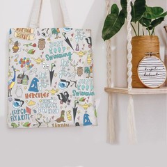 POFULL Movie Characters Collage Carrier Bag 9.2 inches x 6.8 inches, Beige