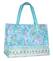 Blue/Green XL Market Shopper Bag, Oversize Reusable Grocery Tote with Comfort…