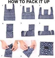 Foldable Eco-Friendly Reusable Grocery Shopping Tote Bags 4 Pack Waterproof