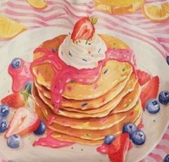 Reusable Tote Bag Pancakes Sprinkles Whipped Cream Fruit Strawberries TJMaxx New