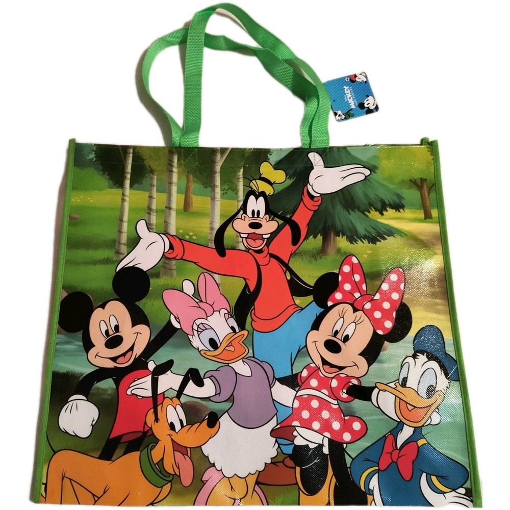 Disney Mickey Mouse & Friends Reusable Green Jumbo Shopping Gift Bag with Handle