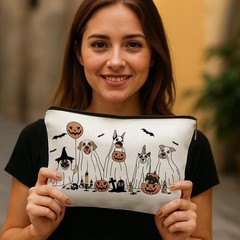 DOFQZ Halloween Ghost Dogs Lover Gifts Makeup Bag, Horror Spooky 23Child