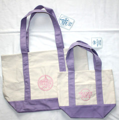 2 NWT Spring Easter 2026 Trader Joe’s Lavender Canvas Tote Bags Large + Mini-SU