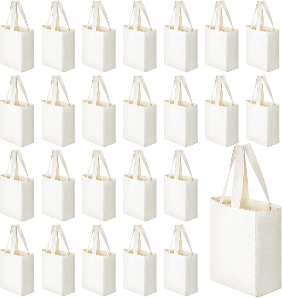 24 Pcs Mini Reusable Tote Bag Sublimation Blank Canvas Tote Bags 8 x 10 x 4 In