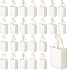 24 Pcs Mini Reusable Tote Bag Sublimation Blank Canvas Tote Bags 8 x 10 x 4 In
