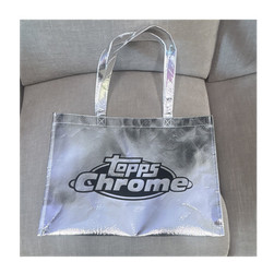 Topps Chrome Silver Medium Reusable Tote Bag Logo Pattern 16.5x12x4 in