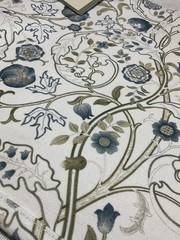 MORRIS & CO SHOPPING BAG WHITE GREEN BLUE FLORAL 14x 16.5 INCH 100% COTTON NWT