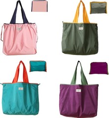 4 PC Foldable Reusable Shopping Bag 210D Nylon Waterproof Travel Grocery Tote W/