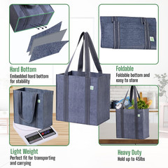 2-4 Pack Reusable Grocery shopping Bags, Small Tote Bag w/Handle Hard Bottom, He