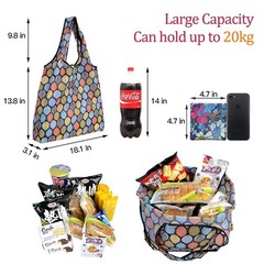 10-Pack Reusable Grocery Shopping Bags Foldable Tote with Attached Pouch