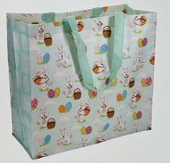 BLUE EASTER BUNNY REUSEABLE EASTER TOTE SHOPPING BAG