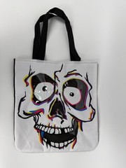 Halloween Trick Or Treat Bag Canvas See Through Clear Tote Candy Skull