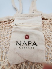 Market Bag Napa Cellars String Net Knotted Cotton Zipper Pocket Expandable Reuse