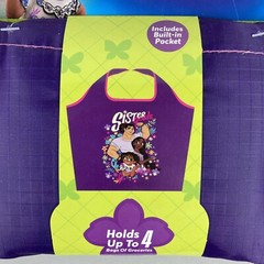 Disney Encanto Bundle Large Reusable Purple Shopping Bags & 9 pc Reusable Straws