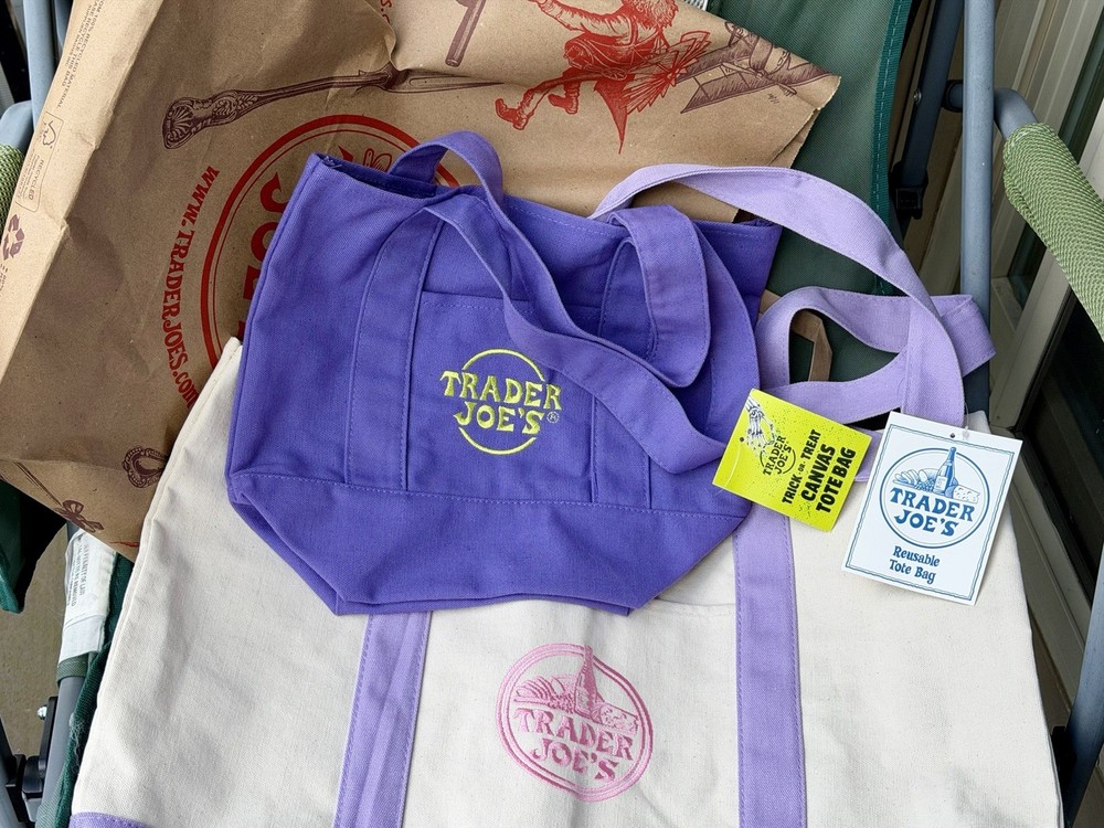 Trader Joe’s Mini and Large Reusable Totes LMT EDITION Set of 2 Brand New