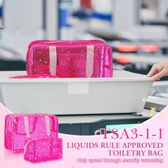 Aliceset 2 Pcs Large Clear Star Makeup Bag 12 x 5 x 8 Inch Cute Cosmetic Pink