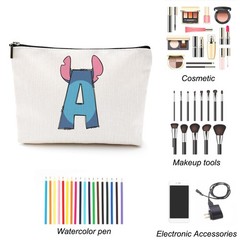 LONGXIN Cute Cartoon Gifts Initial Personalized Makeup Bag Monogrammed Stitch