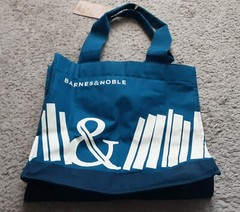Barnes & Noble Premium Organic Cotton Tote Bag Blue Handmade in India 14″x13.5″