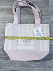 Trader Joe’s Mini Striped Canvas Tote Bag Pink/White Reusable 13x10x4″