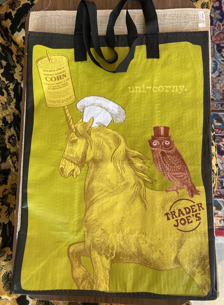 Trader Joe’s Reusable Shopping Eco Grocery Bag Perky Owl Unicorn Retired Limited