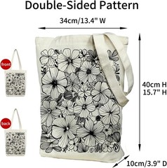 Canvas Tote Bag for Women, Aesthetic Tote Bag with Zipper Pocket for Grocery Tra
