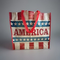 Marshalls Reusable Shopping Bag Tote Red White Blue Stars “AMERICA” Patriotic