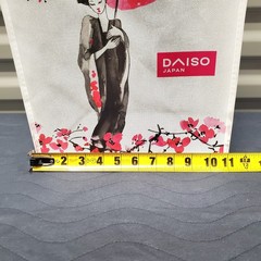 Sakura Geisha Reusable Grocery Shopping Tote Bag Black Handle Straps Daiso Japan