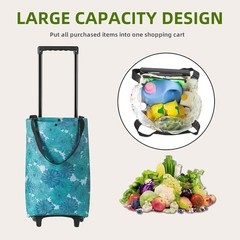 Portable Shopping Cart Foldable W/ Wheels,Folding Shopping Cart Tote Bag Trolley