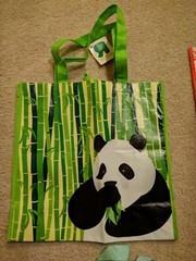 Lot of 3-Reusable tote /gift bags- Panda bear and floral designs