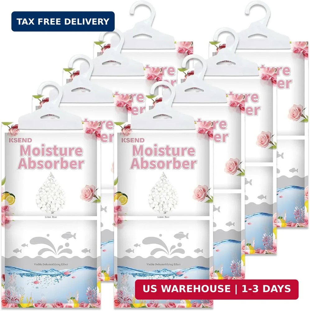 Ksend Moisture Absorbers 8 Packs – 9.8 oz Dehumidifier Bags, Portable Moisture H
