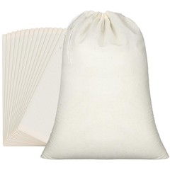 Pangda 15 Pcs Muslin Bags with Drawstring 12 x 16 12 x 16 Inch, natural color