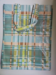 Plaid Reusable Shopping Tote Bag Size 6x13x16.5″ Multicolor Teal Large