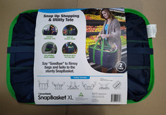 [2 Pack] CleverMade SnapBasket X-Large 40L 10.5Gal Collapsible Shopping Tote XL