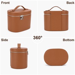 YFGBCX Makeup Bag Vanity Case with Removable Divider Travel Toiletry Brown