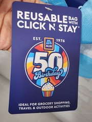❤️ ALDI🏠 A100~ALDI 50TH Anniversary Click N’Stay Tote Bag 2026 Reusable NWT