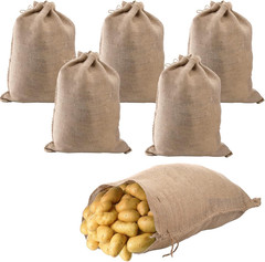 Bekith 6 Pack Burlap Bags with Drawstring, 18″ X 24″ Natural Jute Potato Sacks,