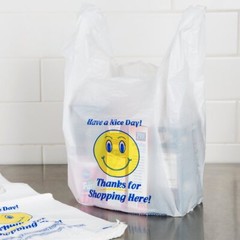 SMILEY Face T-Shirt Plastic Shopping Bag 2 sizes 1/6 & 1/8