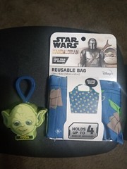 Disney Baby Yoda Star Wars XL Reusable Shopping Tote Bag NEW + Keychain SEE PICS