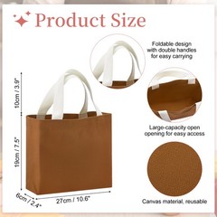 Small Canvas Bag for Women, 11 x 2 x 7″ Canvas Bag, Brown for